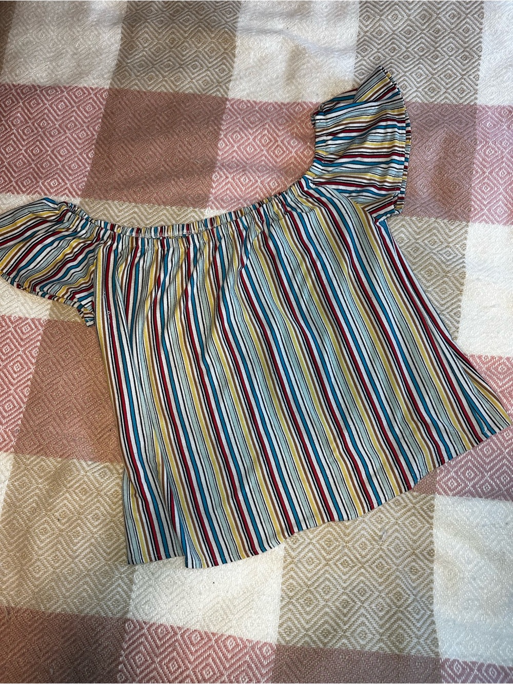 Striped Off-Shoulder Women's Top in Multicolor